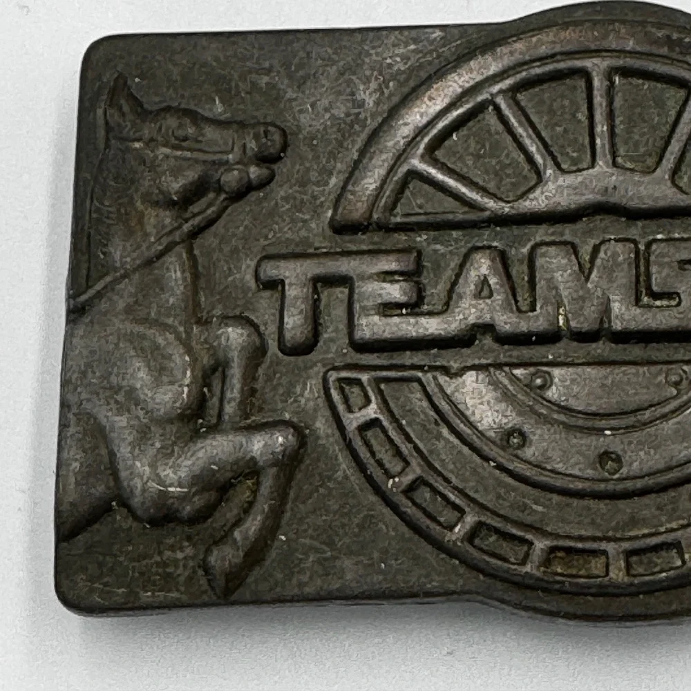 Vintage Teamster Belt Buckle Trucking Union Horse‎ Semi Truck Metal Americana